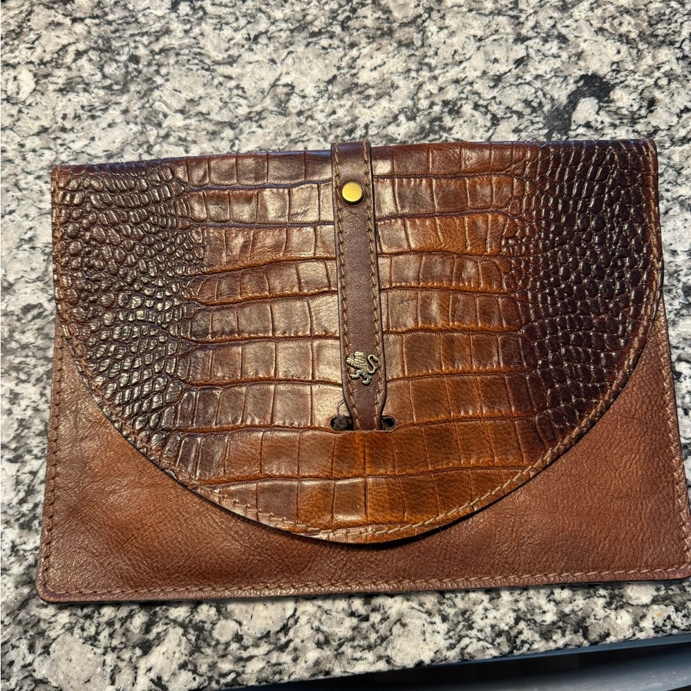 Brown Pratesi snakeskin clutch